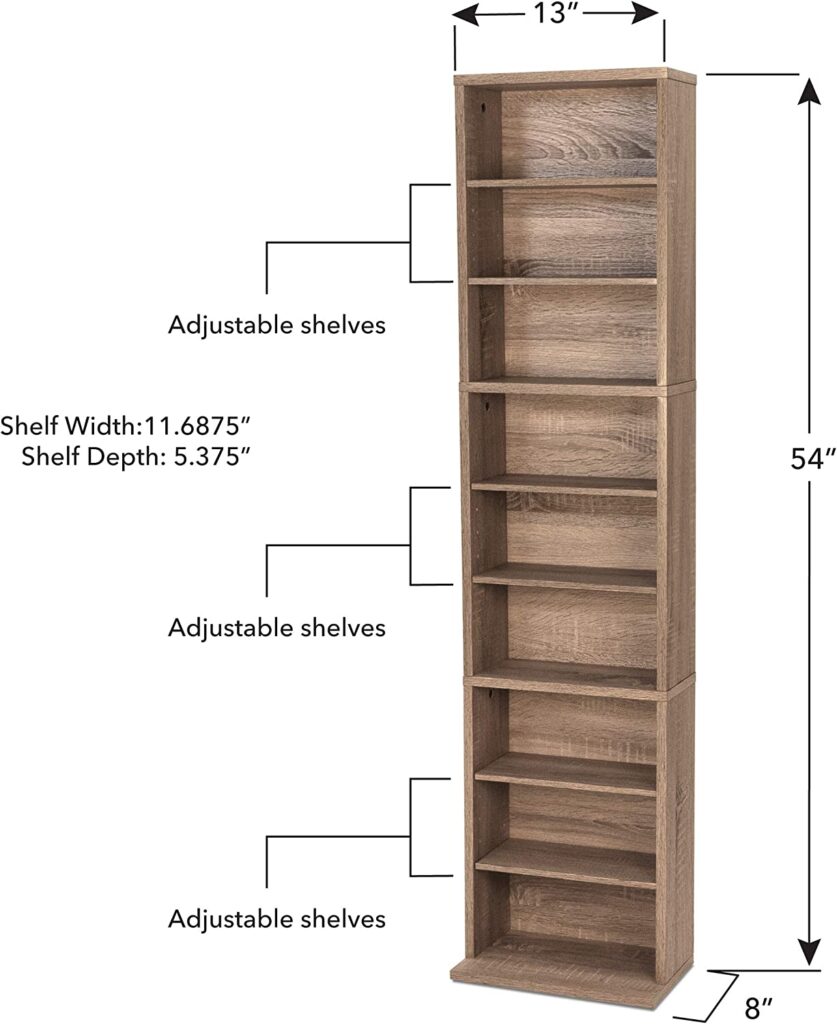 Image and dimensions for the  Atlantic 74735728 Summit CD DVD Shelf